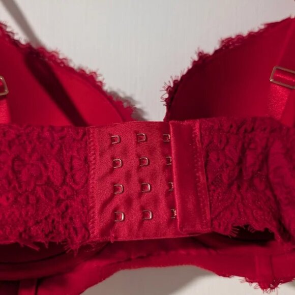NEW Aerie | Real Power Plunge Push Up Eyelash Lace Bra In Red - Picture 6 of 11